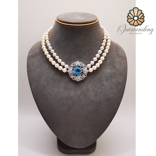 Genuine 8mm sea pearl necklace - sea,