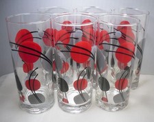 Set 6 x Vintage Retro Mid Century 50s 60s Atomic Circles Tumblers Glasses 5.5"h