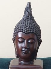 Dark Brown Buddah Head Desk Ornament - VGC