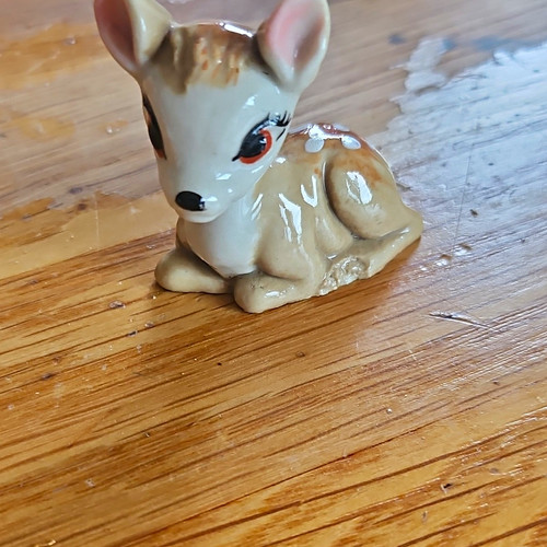 Ceramic deer fawn figurine - ceramic,