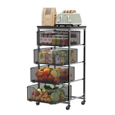 4 Tier Black Storage Cart -