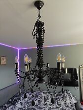 Bohemian Black Crystal Chandelier Ceiling Light 6 Arm Long E14 bulbs