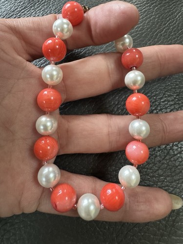 Real salmon coral beads and - real,