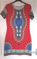 Excellent Condition Red Print Short Sleeved Summer Dress Size 8-10