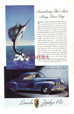 WW2 LINCOLN-ZEPHYR 'V-12' Coupe Motor Car ADVERT Vintage 1942 Print Ad 693/69+T