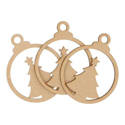 Wooden mdf christmas - wooden, bauble
