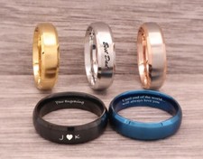 Comfort Fit Personalized Engraved Ring Mens Womens Wedding Band Silver Gold Gift