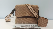 RIVER ISLAND Brown RI Monogram Messenger Foldover Crossbody Bag with Pouch BNWT