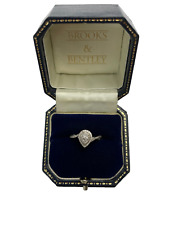 0.20ct Diamond Ring 9ct White Gold Pear Shape illusion Set Halo Ring -Size M 1/2
