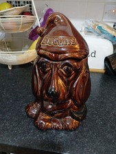 P & K Hound Dog Ceramic Biscuit Barrel Cookie Jar 23cm Vintage Made England XMAS