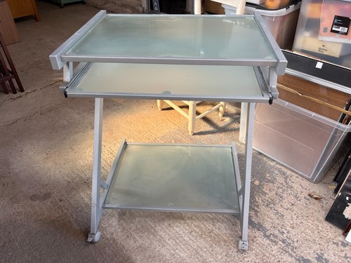 Metal glass computer desk grey - computer,