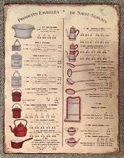Vintage French Metal Kitchen Sign “Produits Emailles de Saint-Servais”
