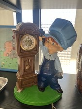 VINTAGE 1975 BYRON MOLDS CERAMIC BOY GRANDFATHER CLOCK FIGURINE