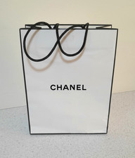 CHANEL WHITE CARRIER BAG 23 x 18 x 9 cm ( 7" x 9" ) GIFT WRAP AND RIBBONS