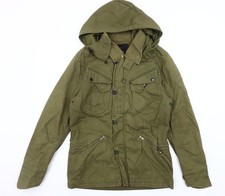 Denham Men's Green Military Hooded Cotton Jacket Size M