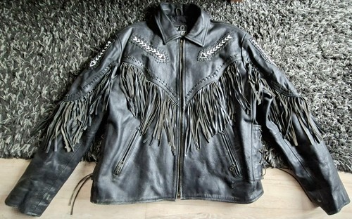 Black leather biker - leather,
