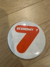 ECONOMY 7 PROMO BADGE METAL PIN BUTTON ELECTRIC HOT WATER HEATING