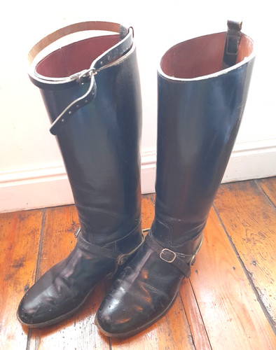 Antique black leather riding - antique,