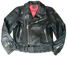 VGC HEAVY DUTY MOTORCYCLE LEATHER BIKER JACKET - S - OLD SCHOOL BIKER ROCKER