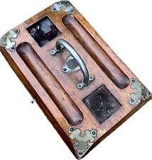 ANTIQUE WOODEN DESK INK STAND TIDY DRAWER Vintage Table Top Decor Prop Pens Old