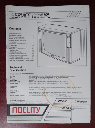 Fidelity ctv2001 ctv2001r - ctv2001r, 20"