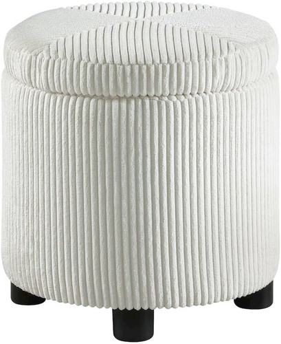 Ivory corduroy round storage - ivory,