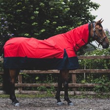 1200D Outdoor Turnout Winter Horse Rugs 50G Fill COMBO Neck Red/Navy 5'3-6'9