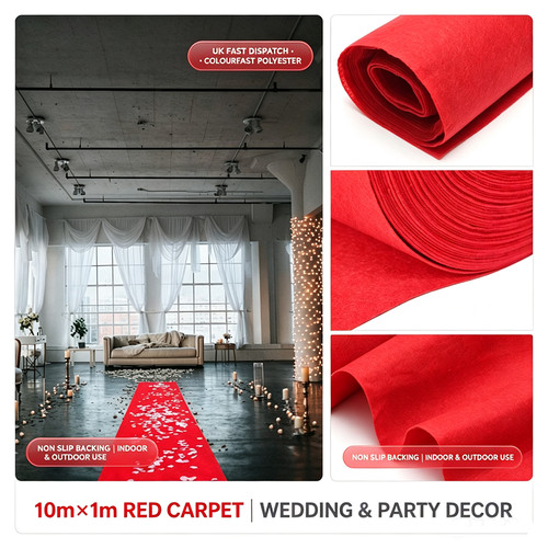 Red carpet runner 10x1m - carpet,