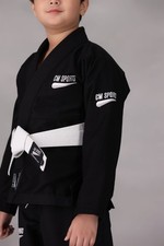 Kids Ninja Jiu Jitsu Gi Black White Blue BJJ Uniform with Free White Belt