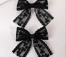 2pcs Black Lace Bow Hair Clips