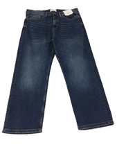 M&S Men's Jeans Mid Blue Loose Fit Stretch 5 Pocket Vintage Wash Zip New F1