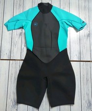 O'Neill Womens Reactor II 2mm Back Zip Shorty Wetsuit Black Aqua Surfing UK 16