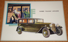 HUMBER PULLMAN LIMOUSINE - Original 1930 UK sales brochure/card