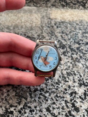 Vintage pobeda blue ship - vintage,