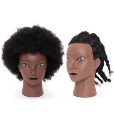 8 inch 100% Human Hair Afro Training Head Cosmetology Manikin Mannequin Doll