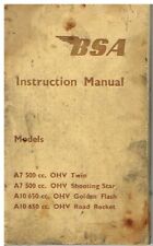 BSA A7 (INCL SH.STAR) A10 GOLDEN FLASH & ROAD ROCKET ORIG.'58 INSTRUCTION MANUAL
