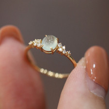 Moonstone Ring Gold Plated Gemstone Ring Gift For Her Women