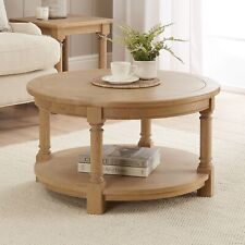 Classic Whitewash Oak Round Coffee Table - Circular Living Room Furniture - CK03