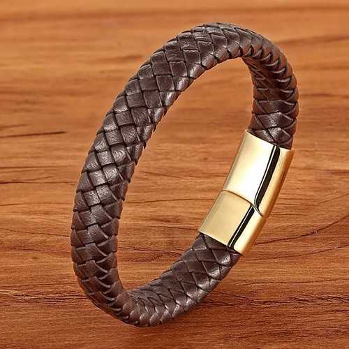 Mens leather bracelet braided - mens,