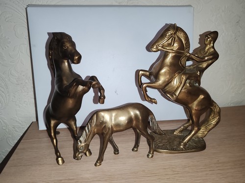 Vintage brass horses - vintage,