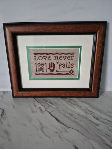 Vintage framed cross stitch - cross,
