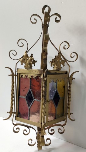 Stained glass lantern - glass,