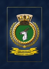 HMS ANTELOPE SHIPS BADGE/CREST