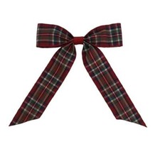 Tartan Ribbon Hair Bow Clip with Tails Pink White Beige Blue UK??