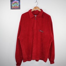 Tommy Hilfiger Towel Fleece Mens 2XL Red Rare 90s Pullover 1/4 Zip Designer