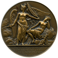 1799 NAPOLEON ACCESSION TO PREMIER CONCUL BRONZE EARLY RESTRIKE MEDAL 51MM