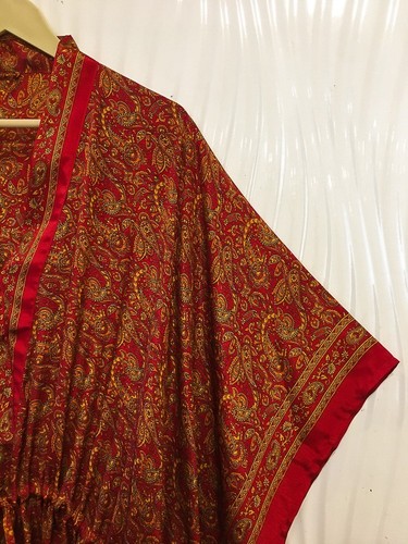 Satin kaftan red loose fit - satin,