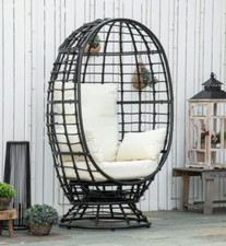 Rattan Egg Chair Retro Metal
