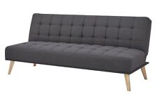 Grey 2 Seater Click Clack Fabric Sofa Bed Wooden Legs Kelly - Ex Display Unboxed