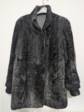 Vintage real Persian lamb fur coat dark grey sz 16-18